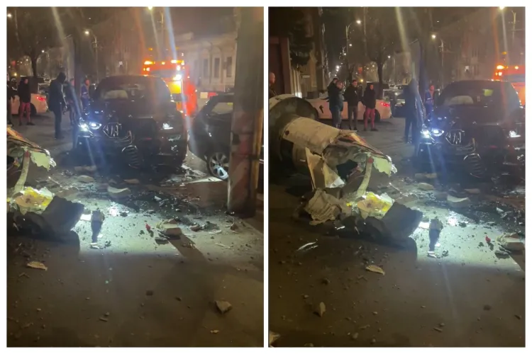Cum s-a produs accidentul de pe Calea Dorobanților din Cluj:De ce a tras șoferul unui BMW X6 brusc de volan și s-a izbit frontal de un stâlp de beton VIDEO