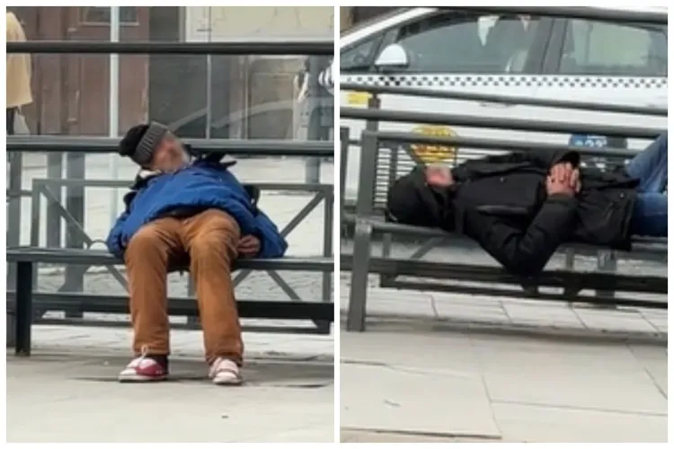Oameni fără adăpost, surprinși făcându-și ,,somnul de frumusețe” în stațiile de autobuz din Piața Gării: ,,E fain la Cluj?” VIDEO