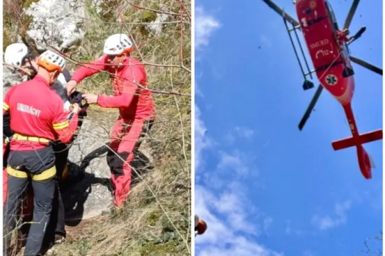 Misiune contracronometru spectaculoasă pentru salvamontiștii clujeni! Un tânăr rănit, evacuat cu elicopterul SMURD dintr-o zonă imposibilă FOTO