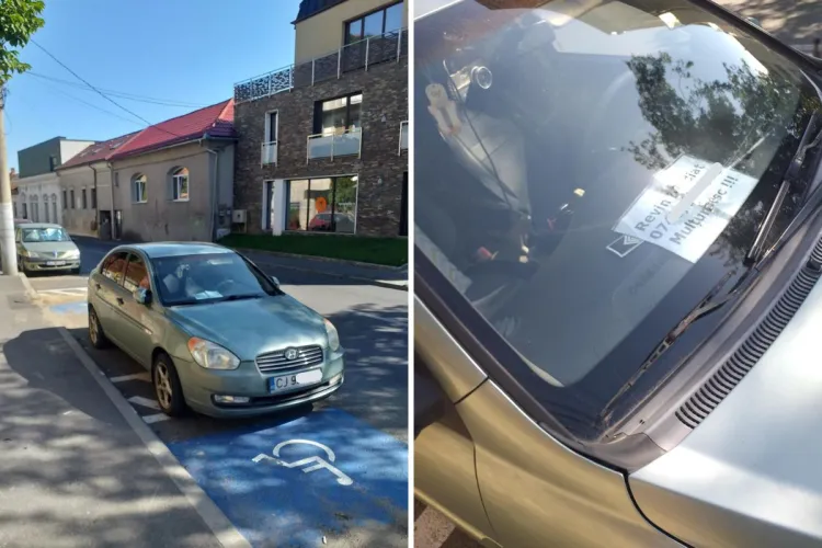 Tupeu maxim la Cluj: Un polițist local s-a folosit de epolet ca să scape de amendă. A parcat ca un „șmecher” pe locurile pentru persoane cu dizabilități