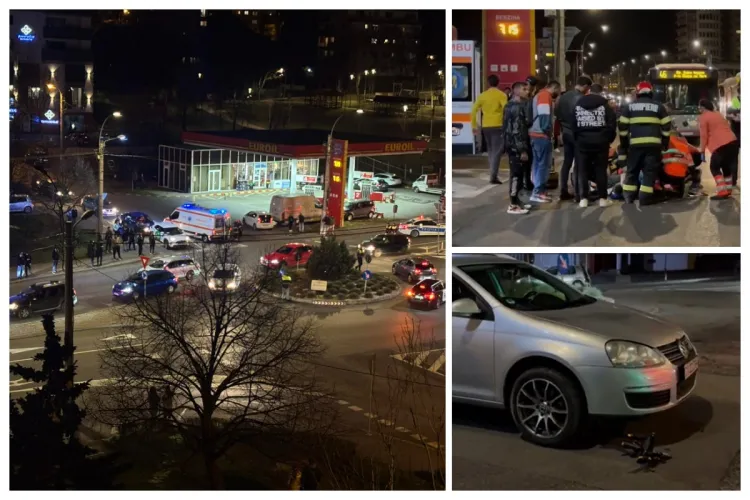 Accident în Cluj-Napoca: Un tânăr pe trotinetă, lovit de o mașină în cartierul Zorilor. A fost transportat de urgență la spital- Imagini de la fața locului