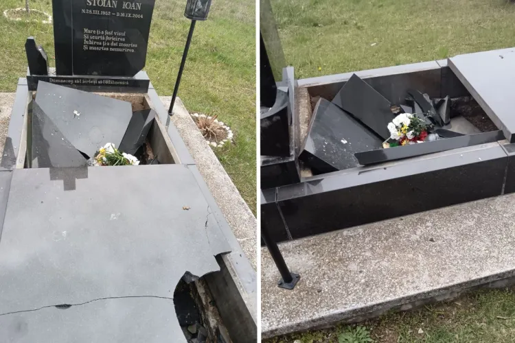 Vandalism într-un cimitir din Cluj! Mormântul unui fost preot a fost PROFANAT. Polițiștii clujeni au demarat o anchetă / Nu e primul caz de acest gen