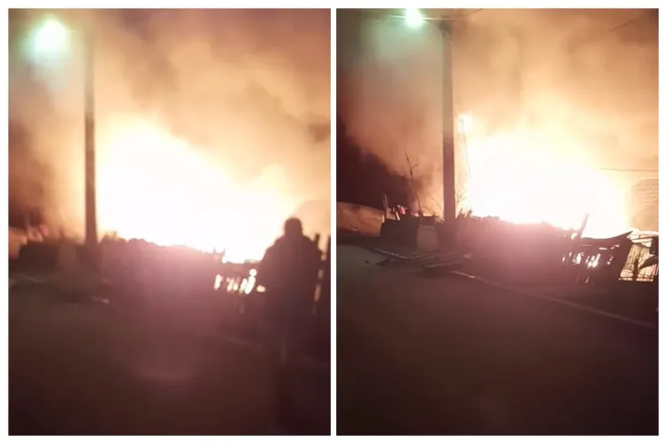 VIDEO Imagini greu de privit cu cele două case care au ars azi-noapte în Cluj: Focul devastator s-a extins și le-a distrus oamenilor absolut tot 