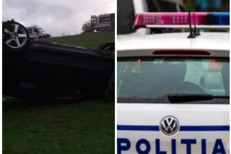 Cluj: Un copil la volan! Cum s-a produs accidentul dramatic la ieșirea din Turda, unde o mașină s-a răsturnat pe un câmp 