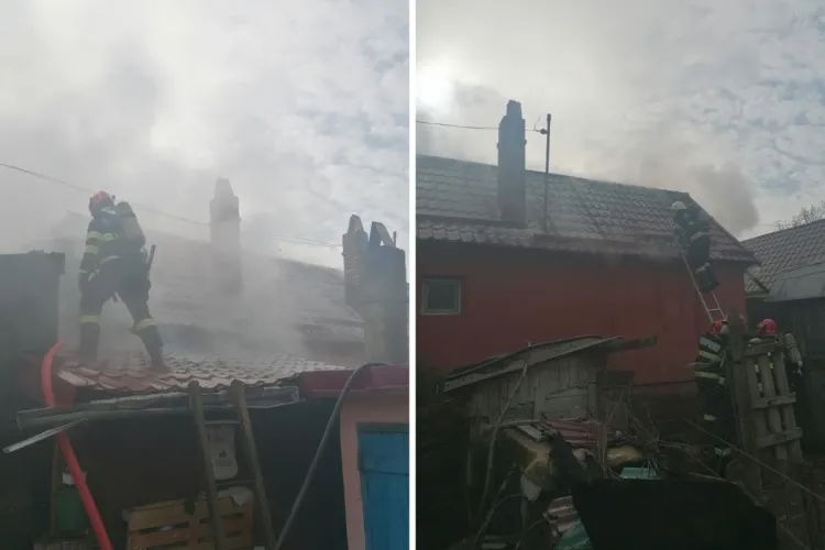 Incendiu devastator în Cluj! O casă a fost cuprinsă de flăcări. Pompierii clujeni au intervenit cu trei echipaje