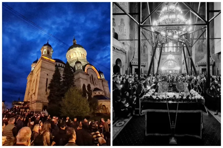Slujbă EMOȚIONANTĂ în Vinerea Mare, la Catedrala Mitropolitană din Cluj-Napoca! Sute de credincioși s-au rugat împreună FOTO VIDEO 