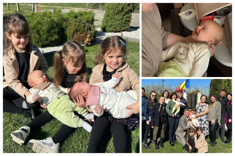 Ce familie frumoasă are primarul din Jucu! Valentin Pojar, familist convins, le-a arătat tuturor cu mândrie noii bebeluși de „jucărie” și fetițele păpuși 
