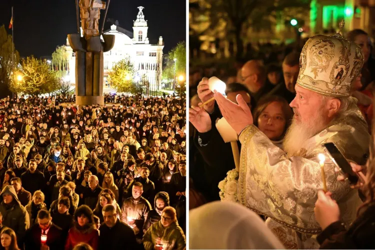Noaptea Învierii, trăită cu intensitate la Cluj! Mii de credincioși, prezenți la slujba de la Catedrala Mitropolitană: „Hristos a înviat!” FOTO