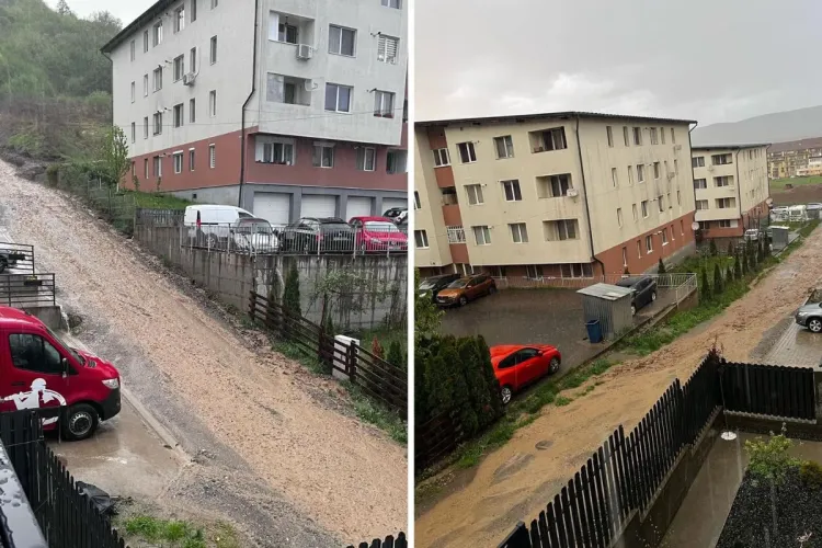 Cluj: Ploaia a făcut ravagii în Florești! Canalizările au cedat și străzile s-au transformat în râuri de noroi/ Locuitorii comunei s-au simțit ca-n Veneția
