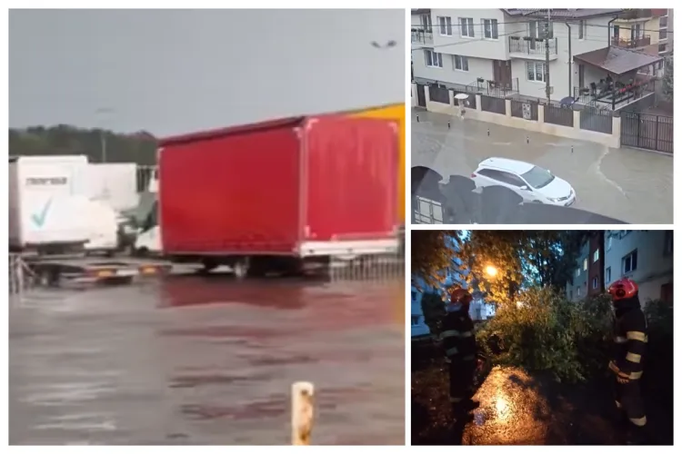 Clujul, sub ape! Inundații masive și intervenții disperate ale pompierilor: Zeci de străzi blocate, case inundate, copaci căzuți, oameni disperați VIDEO