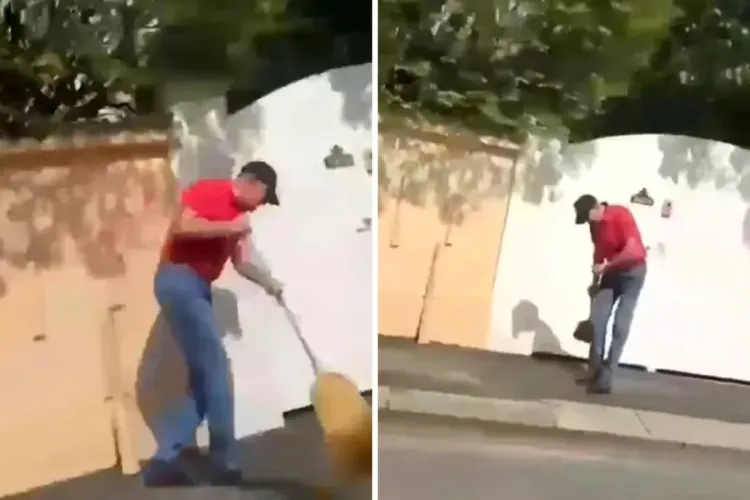 N-a mai rămas nimic din gloria de altădată! Klaus Iohannis, surprins în timp ce mătura strada: „Fără buget de plimbări, petrece mai mult timp acasă”