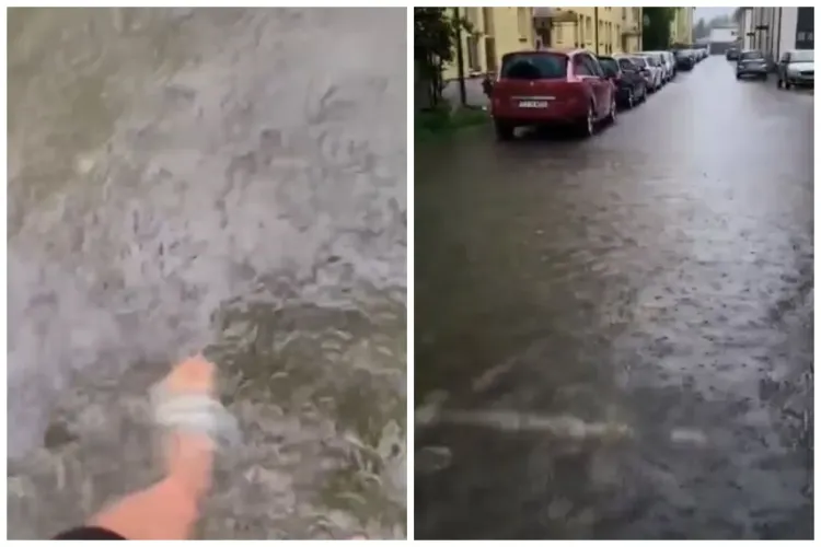 Ironia sorții în Florești: Inundații pe strada Muzeul Apei, în apropiere de strada Izvorului VIDEO