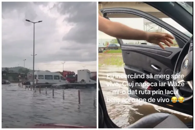 LAC URIAȘ la VIVO, după ploaia torențială de ieri după-amiază. Apa a ajuns până la pragurile mașinilor VIDEO