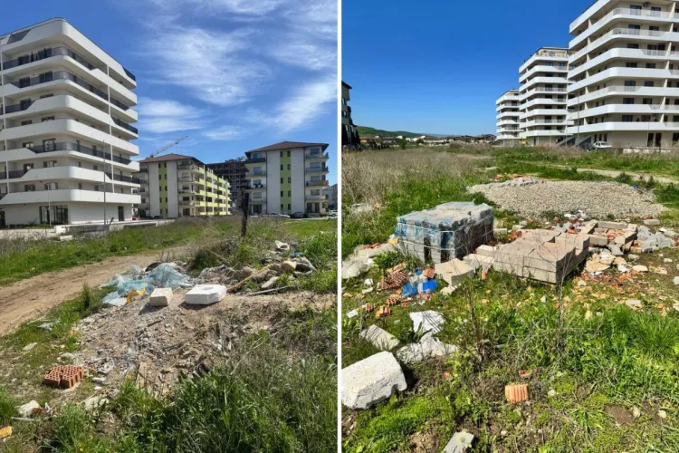 Cluj: Noi mormane de deșeuri între blocurile din Florești! Molozul din construcții a fost abandonat pe un câmp