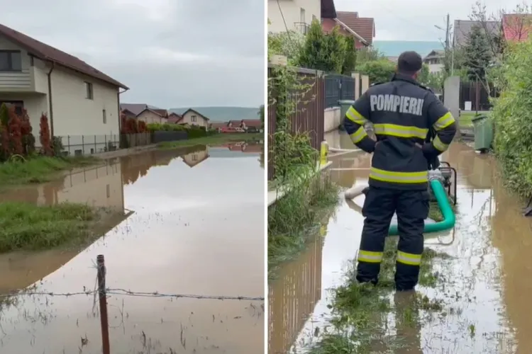 VIDEO Imagini dezastrului din Florești! Mai multe gospodării, afectate de ape. Pompierii clujeni încă se luptă să scoată apa din casele oamenilor