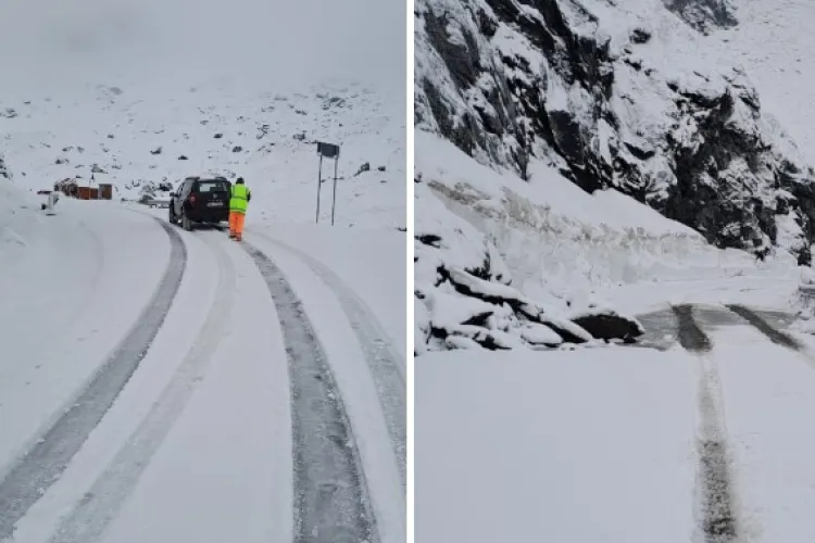 FOTO. Vremea a luat-o complet razna! Ninge ca-n decembrie, stratul de zăpadă a ajuns la 10 centimetri