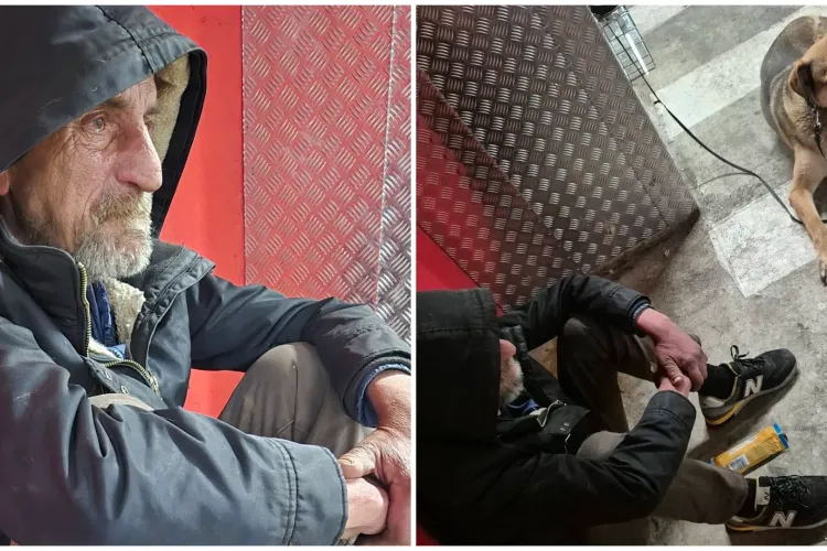 Ti se rupe sufletul! Fost taximetrist, ajuns homeless în Cluj, nu-și abandonează cățelul salvat de la abuz: „Mai bine mi-ar lua Dumnezeu zilele”