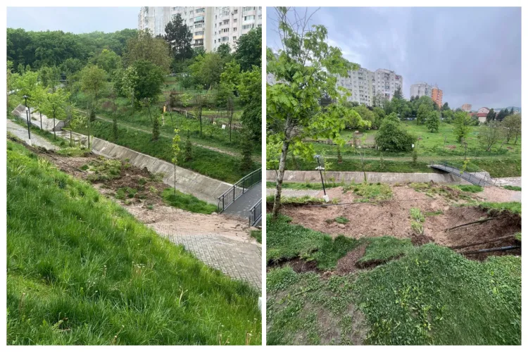 Dealul o ia, din nou, la vale în Mănăștur. Lucrări de mântuială în Cluj: „O vai, ce surpriză, plasa rabitz montată anul trecut nu a ținut dealul” FOTO