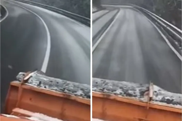 VIDEO. Ninge din nou! Drumarii au ieșit cu utilajele în plină lună mai. Șoferii, sfătuiți să circule cu prudență 