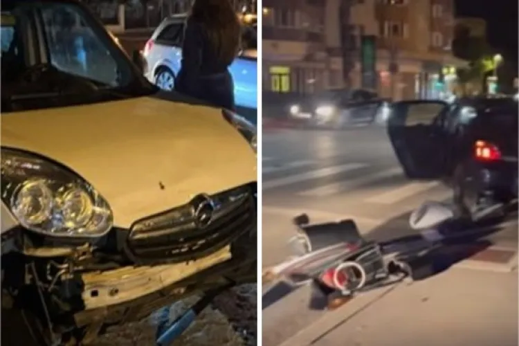 VIDEO. Accident în Cluj-Napoca! Un șofer a intrat cu mașina direct în semafor și l-a doborât