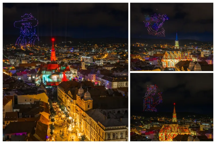 Cele mai spectaculoase imagini de la show-ul record național cu 400 de drone, de aseară, de la Zilele Clujului 2025. Imagini SUPERBE din dronă