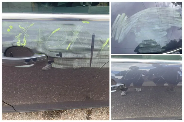 Vandalism în Cluj! Cum și-a găsit o clujeancă mașina abia vopsită: ,,Și eu am copii și înțeleg multe, dar asta deja depășește orice limită” FOTO 