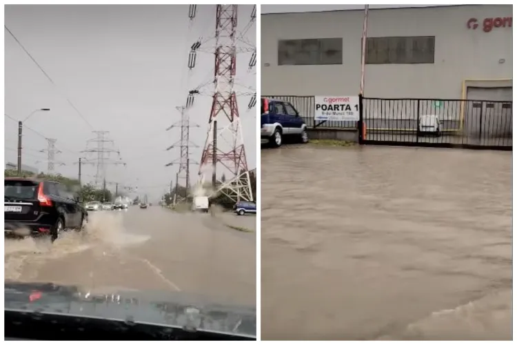 Inundații majore în Cluj-Napoca din cauza ploii torențiale: Bulevardul Muncii, transformat într-un lac VIDEO