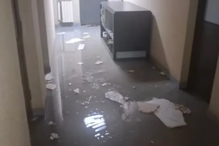 Plouă-n redacție la TVR! Imagini halucinante cu holuri inundate, tavan căzut și servere în pericol, după o ploaie zdravănă VIDEO