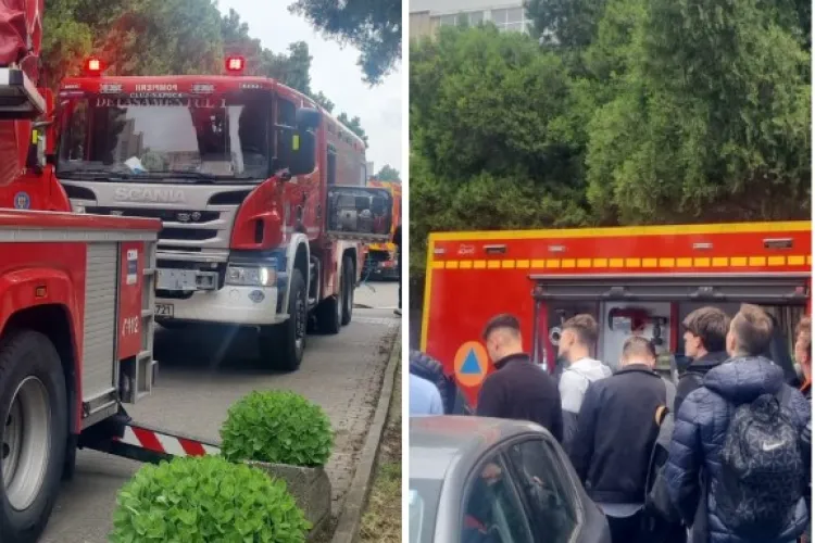 FOTO. Peste 60 de studenți, profesori și angajați de la Universitatea Tehnică din Cluj-Napoca, evacuați! 