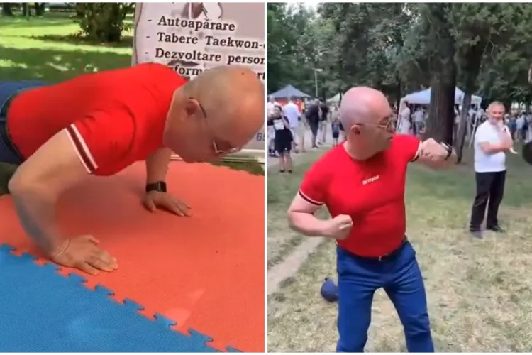 VIDEO. Emil Boc s-a încălzit cu 15 flotări, după care a boxat. Primarul are o directă de dreapta nimicitoare: „Să știți dacă mă prindeți pe stradă”