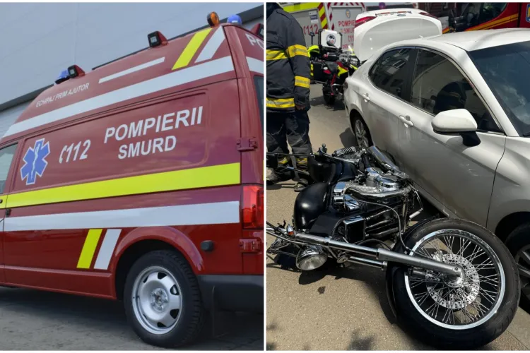 Accident grav pe strada Oașului. Un motociclist a lovit din plin un autoturism și a fost transportat la spital 