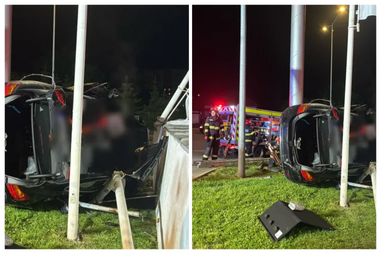 Cum s-a produs accidentul mortal de azi-noapte de pe Calea Turzii, Cluj. Șoferul care s-a răsturnat cu mașina avea permisul suspendat pentru alcool VIDEO