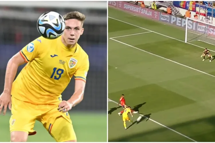 VIDEO. Louis Munteanu, gol fabulos împotriva Spaniei. Atacantul CFR-ului a reușit o „bijuterie” rar văzută pe stadioane