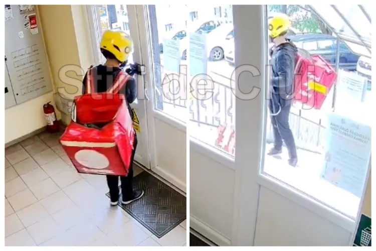 VIDEO Scandalos! Livrator șmecher la Cluj: A lăsat mâncarea la bloc, a trimis poza clientei că a livrat și...a luat comanda înapoi/Camerele l-au dat de gol