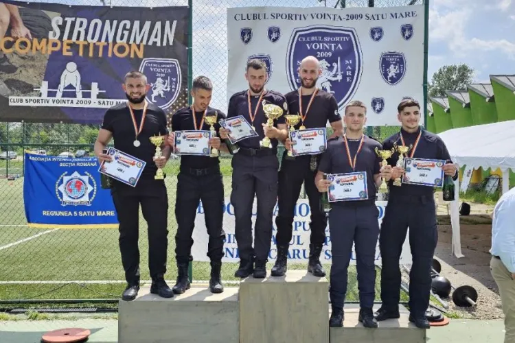 Adevărate FORȚE ale naturii! Polițiștii clujeni de la penitenciarul Gherla au câștigat un concurs național de „Strongman” VIDEO FOTO