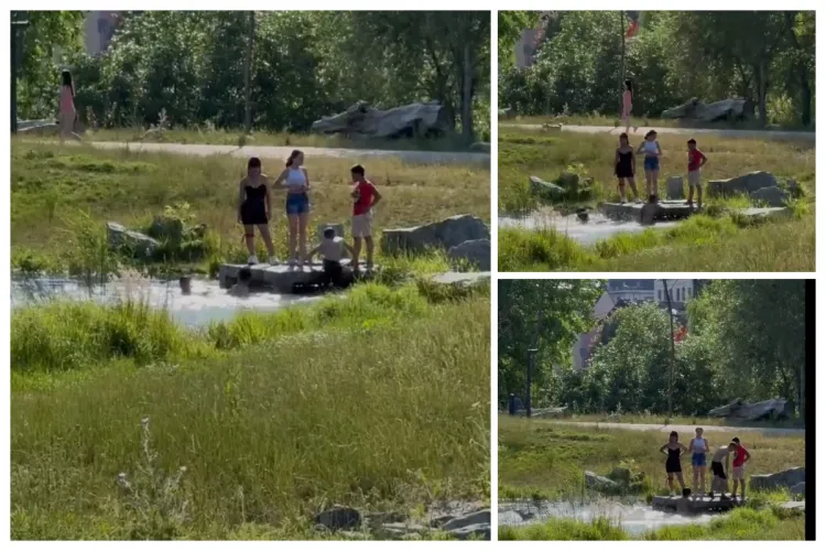 Clujul are urgentă nevoie de un Aquapark! Cum cel din Grigorescu e tot pe „hârtie”, copiii și-au improvizat ad-hoc un aquapark în Parcul Feroviarilor VIDEO