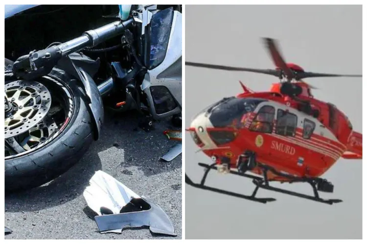 Accident la Cluj: Un motociclist a intrat într-o mașină. Elicopterul SMURD a fost trimis la fața locului