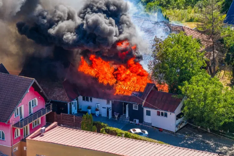 VIDEO Imagini dramatice cu casele care ard pe Cetățuie în Cluj. Fumul e înecăcios în tot centrul Clujului. Pompierii sunt acum la fața locului