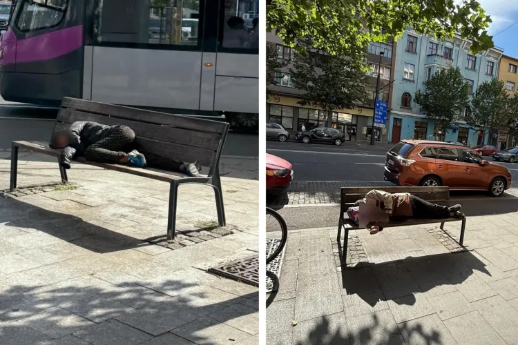 Haos în zona Gării din Cluj! Oamenii străzii dorm zilnic pe bănci, comercianții se plâng că le pleacă toți clienții: „Nu pot merge cu copilul pe Horea!”
