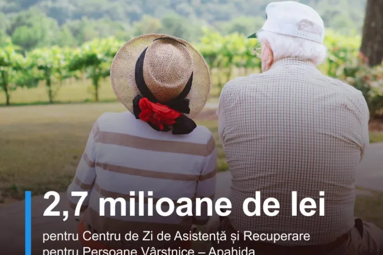Centru pentru bătrâni din fonduri europene în Apahida: 50 de clujeni vor beneficia zilnic de recuperare, socializare, sprijin si consiliere psihologică