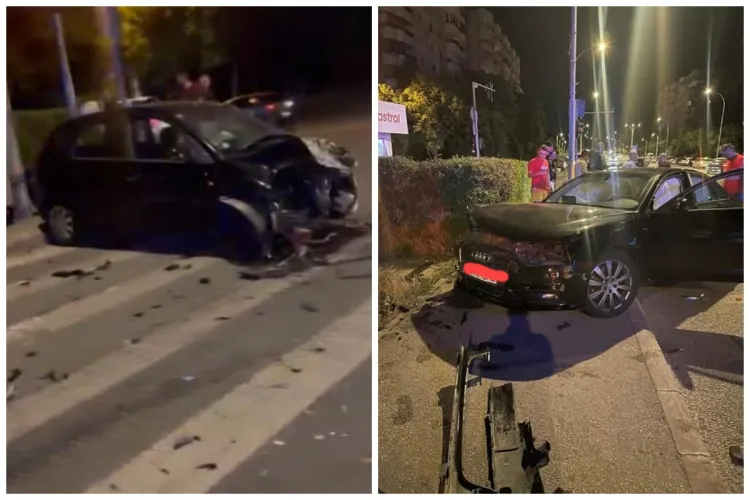 VIDEO Imagini filmate la accidentul de pe Calea Mănăștur. Deși mașinile s-au făcut praf consecințele nu au fost atât de dramatice 
