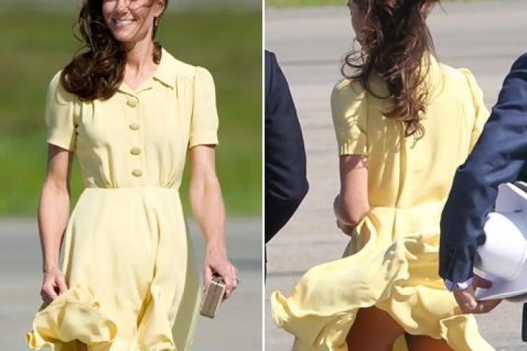 Kate Middleton, fotografiata cu rochia-n cap FOTO