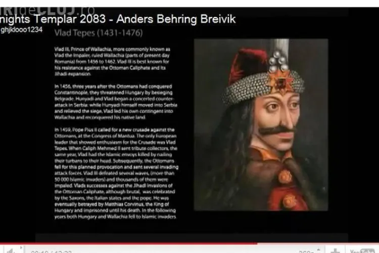 Vlad Tepes, pomenit de norvegianul terorist care a ucis 92 de oameni