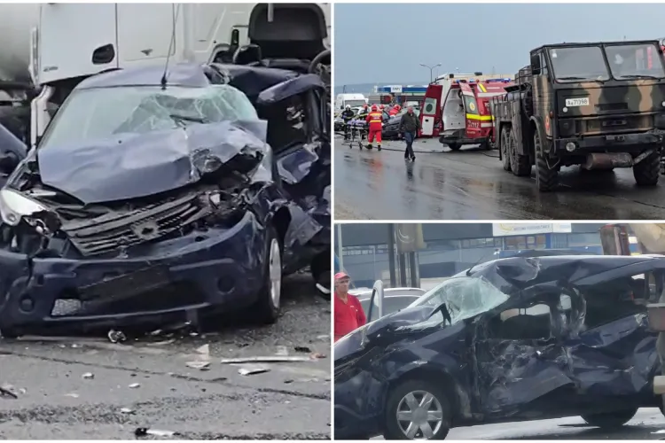VIDEO. Cum s-a produs accidentul cumplit de lângă Cluj, la Gilău. Un șofer nu a acordat prioritate și a fost izbit din plin de un camion