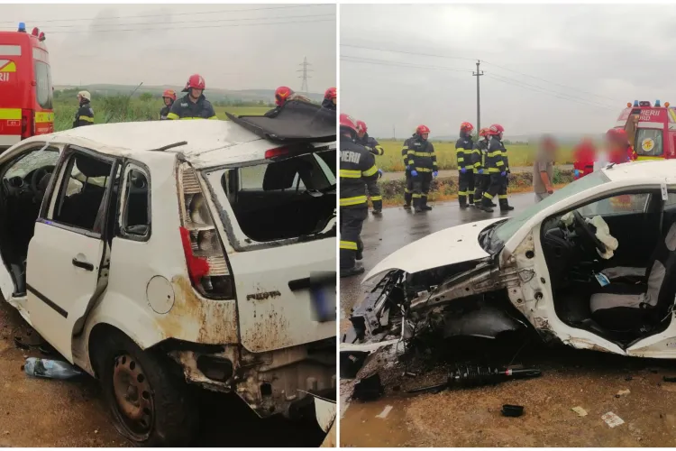 Cum s-a produs accidentul cu trei răniți din Cluj: O șoferiță a pierdut controlul volanului și a intrat într-un cap de pod VIDEO