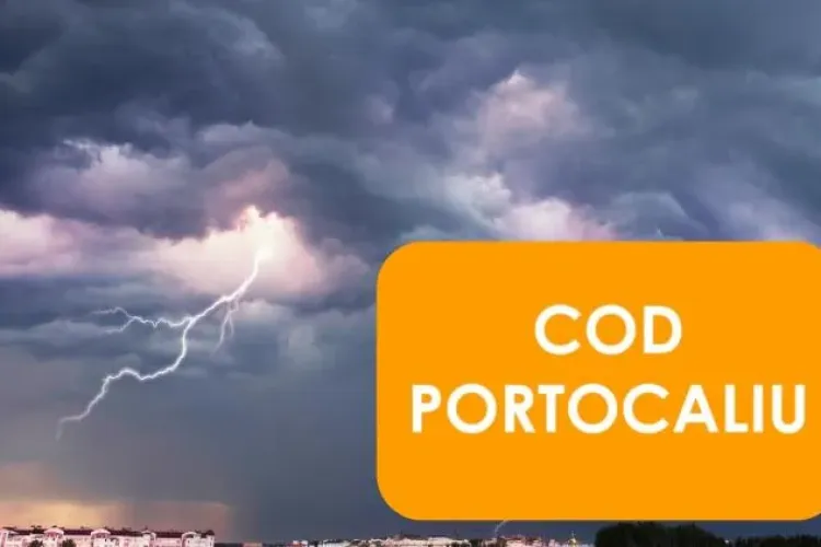Furtună cu grindină și descărcări electrice lovește județul Cluj! COD PORTOCALIU emis pentru trei localități din județ