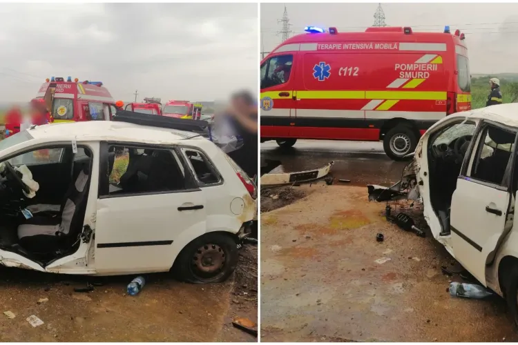 Accident grav în Cluj: Două femei au rămas încarcerate în mașină! Pompierii, ambulanțele SMURD și un elicopter intervin în forță pentru salvare