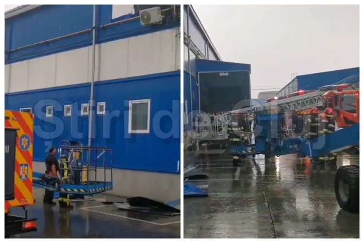 VIDEO Un depozit dintr-un parc logistic din Cluj a luat foc. Alarma a fost dată după ce au fost semnalate degajări masive de fum