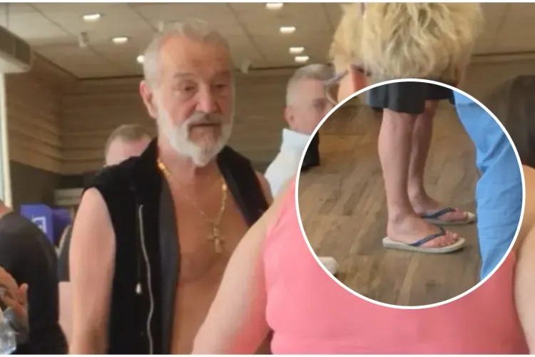 FOTO. Gigi Becali, așa cum nu l-ai mai văzut niciodată. În șlapi și cu pieptul dezgolit a stat liniștit la coadă