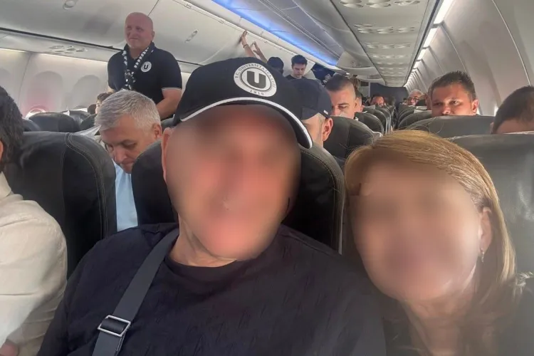 VIDEO. Suporteri faimoși pentru Universitatea Cluj la Erevan. Cuplul celebru care a decis să urce în avion alături de ultrași